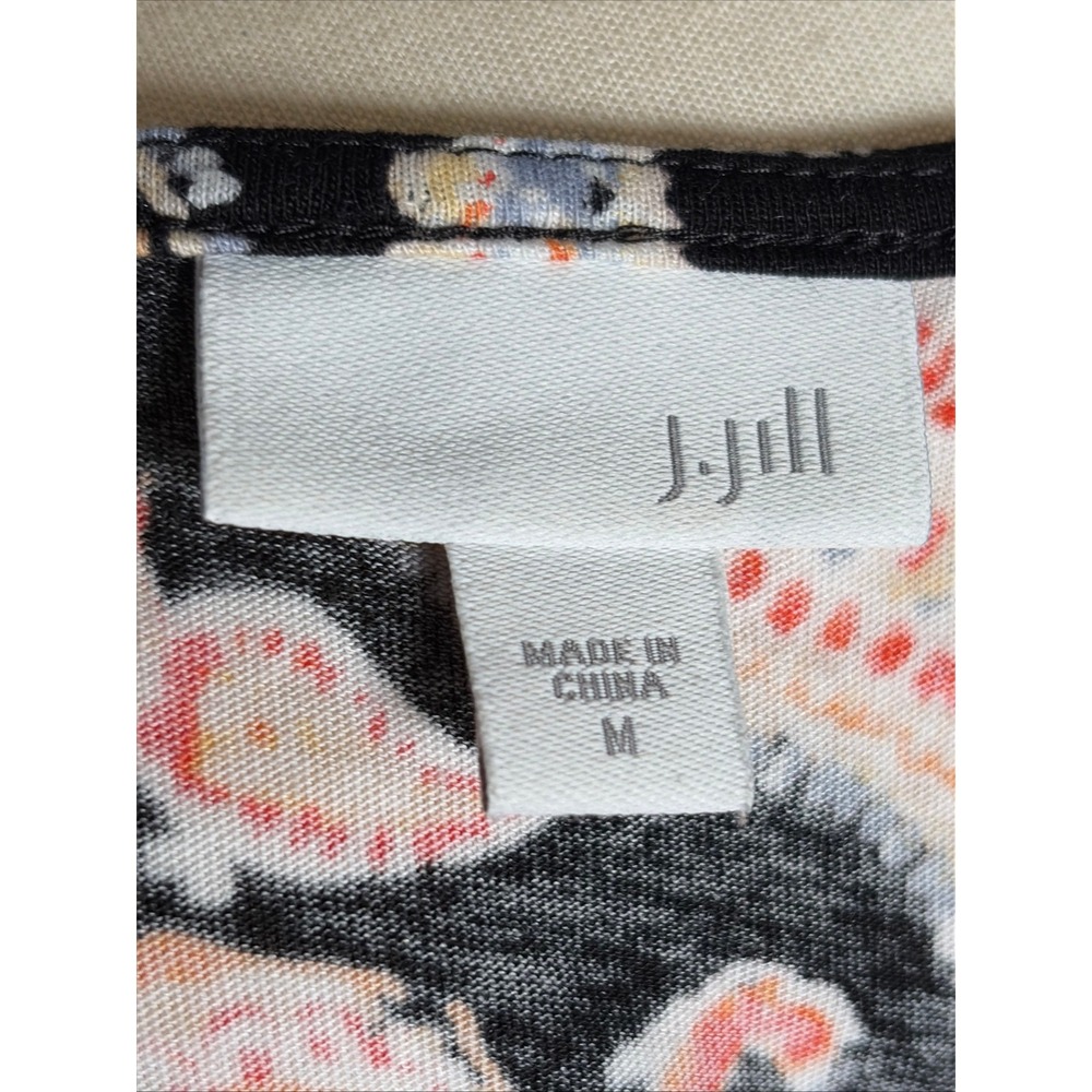 J. Jill Womens Medium Paisley Sleeveless Knit Tunic Top Black Pink Orange - Picture 7 of 9